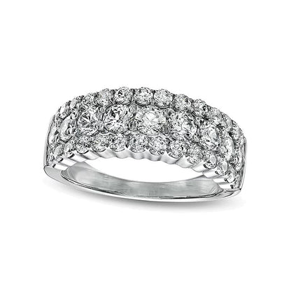 Memoire-Ring mehrreihig mit 2.0 ct. Gesamtgewicht Diamanten in 14K Weißgold