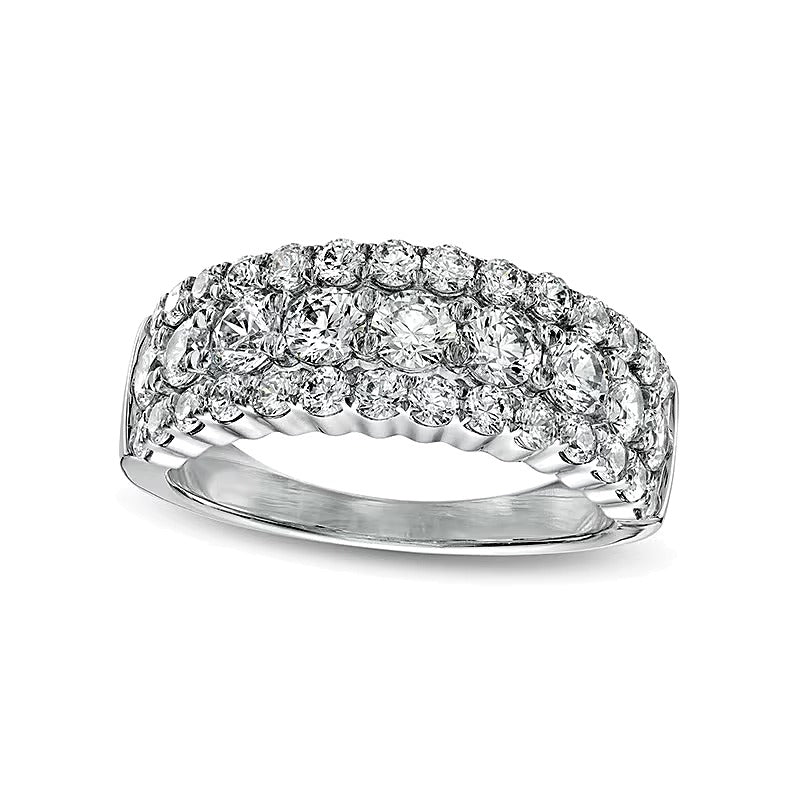 Memoire-Ring mehrreihig mit 2.0 ct. Gesamtgewicht Diamanten in 14K Weißgold