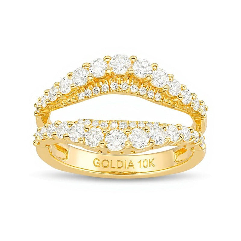 1.0 ct. Gesamtgewicht Diamant-Ring mit weißen runden Diamanten in 10K Gelbgold