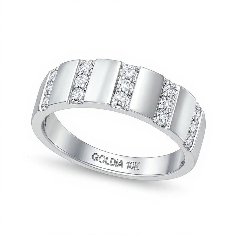 0.25 ct. Gesamtgewicht Diamant-Ring mit linearer Reihe in 10K Weißgold