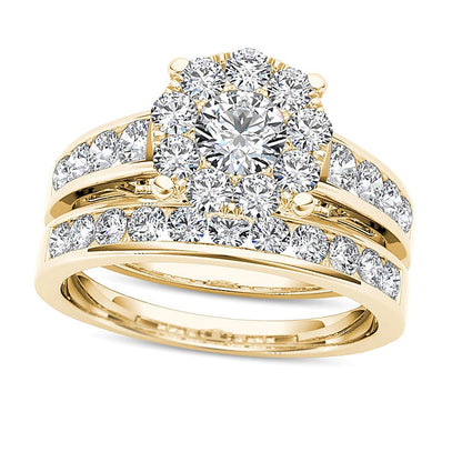 1,5 ct. Gesamtgewicht Diamant-Brautset in 14K Gelbgold
