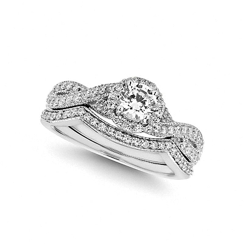 Braut-Set mit Diamanten 0,75 ct. Gesamtgewicht in 14K Weißgold