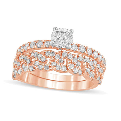 Braut-Set mit Diamanten 1.0 ct. Gesamtgewicht in 10K Roségold