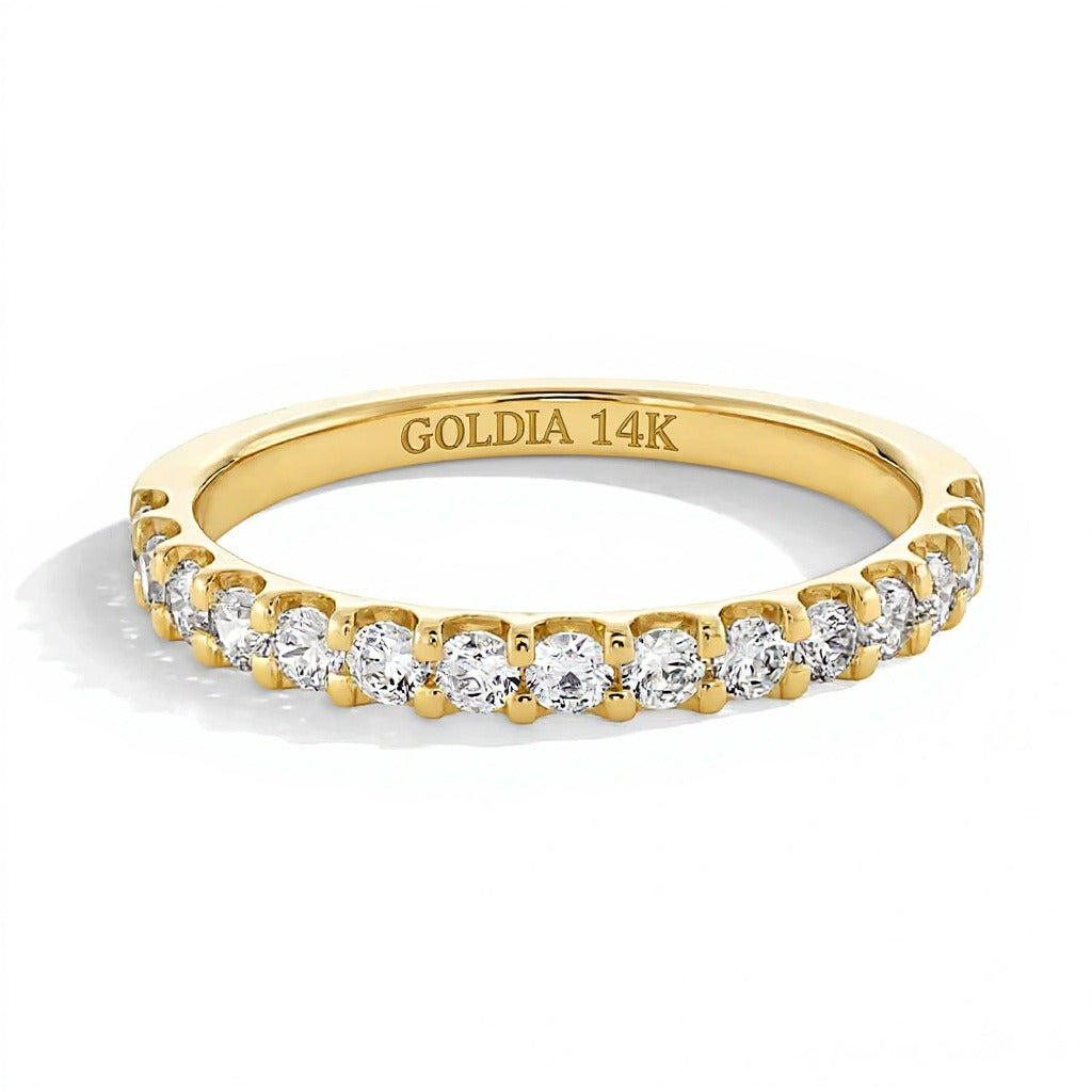 0.5 CT. Gesamtgewicht Memoire-Ring mit Labordiamanten in 14K Gelbgold (F/VS2)