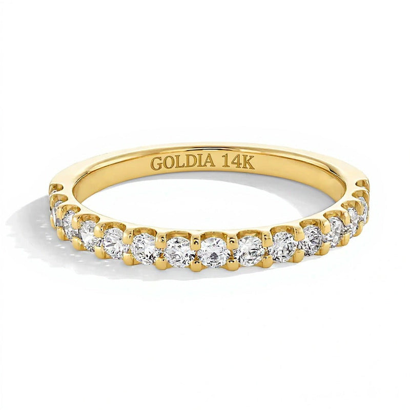 0.5 CT. Gesamtgewicht Memoire-Ring mit Labordiamanten in 14K Gelbgold (F/VS2)
