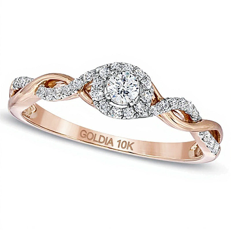 0.25 ct. Gesamtgewicht Diamant Freundschaftsring gewunden in 10K Roségold