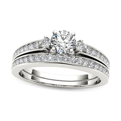 Diamant-Brautset 1.0 ct. Gesamtgewicht in 14K Weißgold