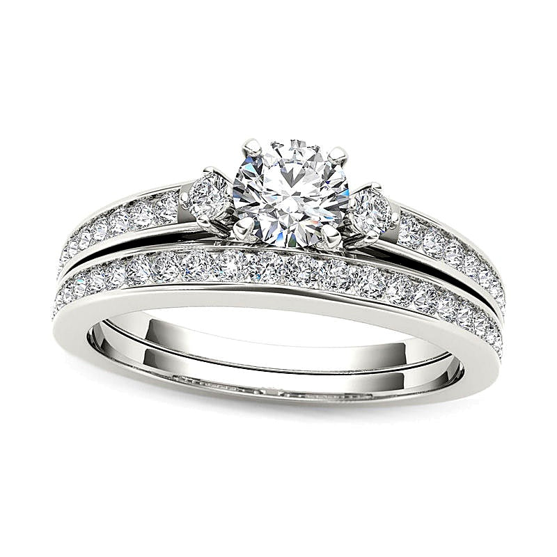 Diamant-Brautset 1.0 ct. Gesamtgewicht in 14K Weißgold