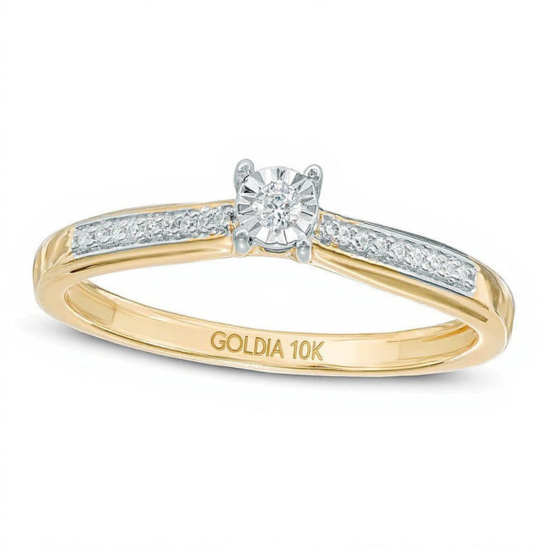 0.07 ct. Gesamtgewicht Diamant Freundschaftsring in 10K Gelbgold