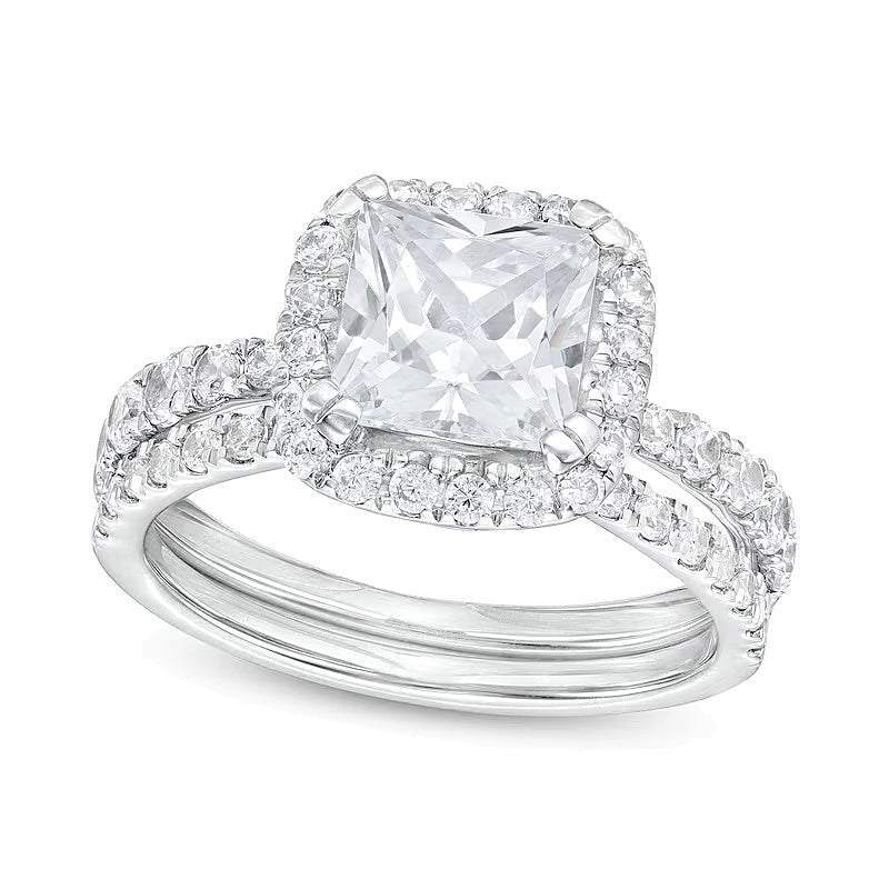 2.88 ct. Gesamtgewicht Braut-Set mit Labordiamanten im Princess-, Rund- und Kissenschliff in 14K Weißgold (I/SI2)