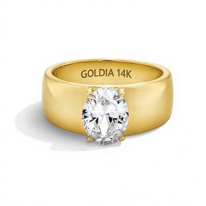 2.0 CT. Solitär-Verlobungsring mit ovalem Labordiamant in 14K Gelbgold (F/VS2)