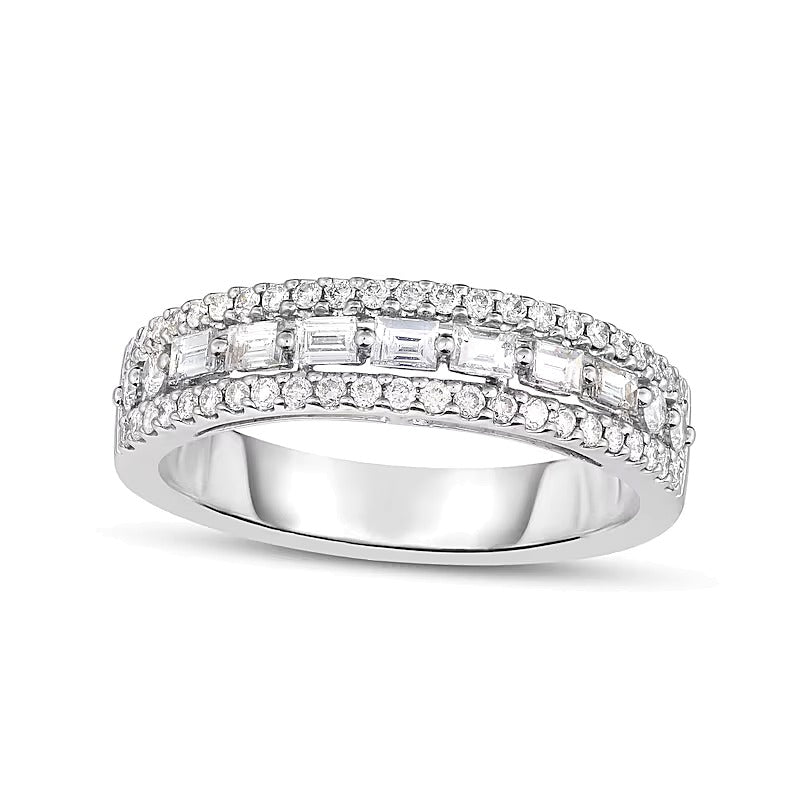 0,63 ct. Gesamtgewicht Diamant-Ring mehrreihig in 14K Weißgold