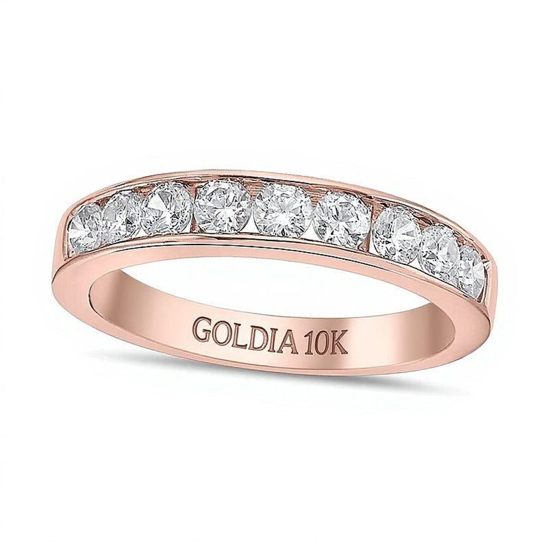 0.75 ct. Gesamtgewicht Diamant Ring kanalgefasst mit neun Steinen in 10K Roségold (I/I2)