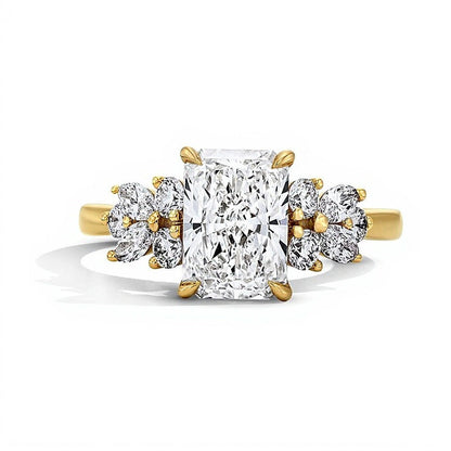 2.63 CT. TW Verlobungsring mit Labordiamant im Radiant-Schliff in 14K Gelbgold (F/VS2)