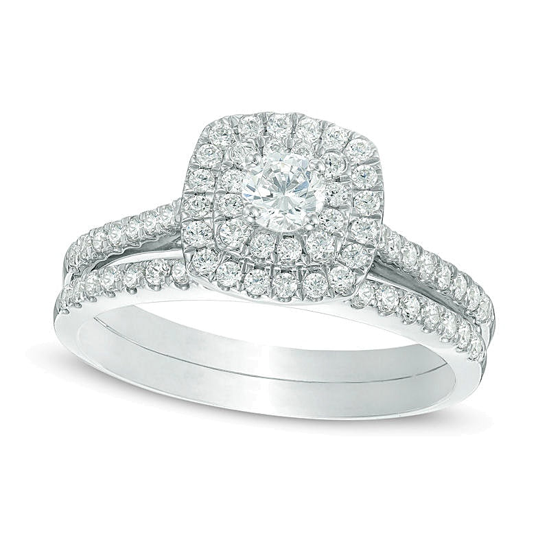 Braut-Set mit Diamanten 0.75 ct. Gesamtgewicht, rund, in 10K Weißgold