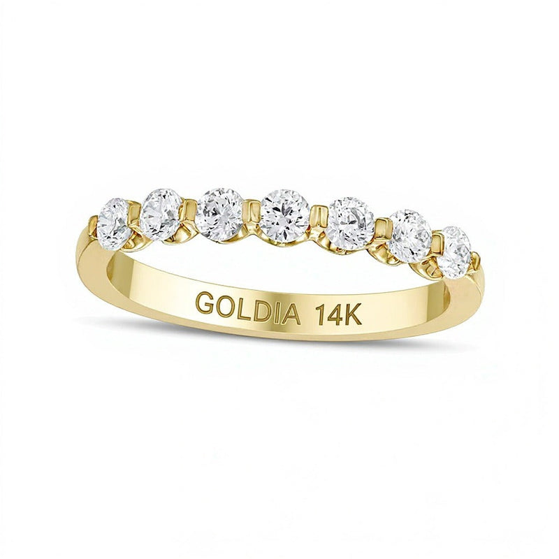Memoire-Ring mit sieben Diamanten 0,5 ct. Gesamtgewicht in 14K Gelbgold