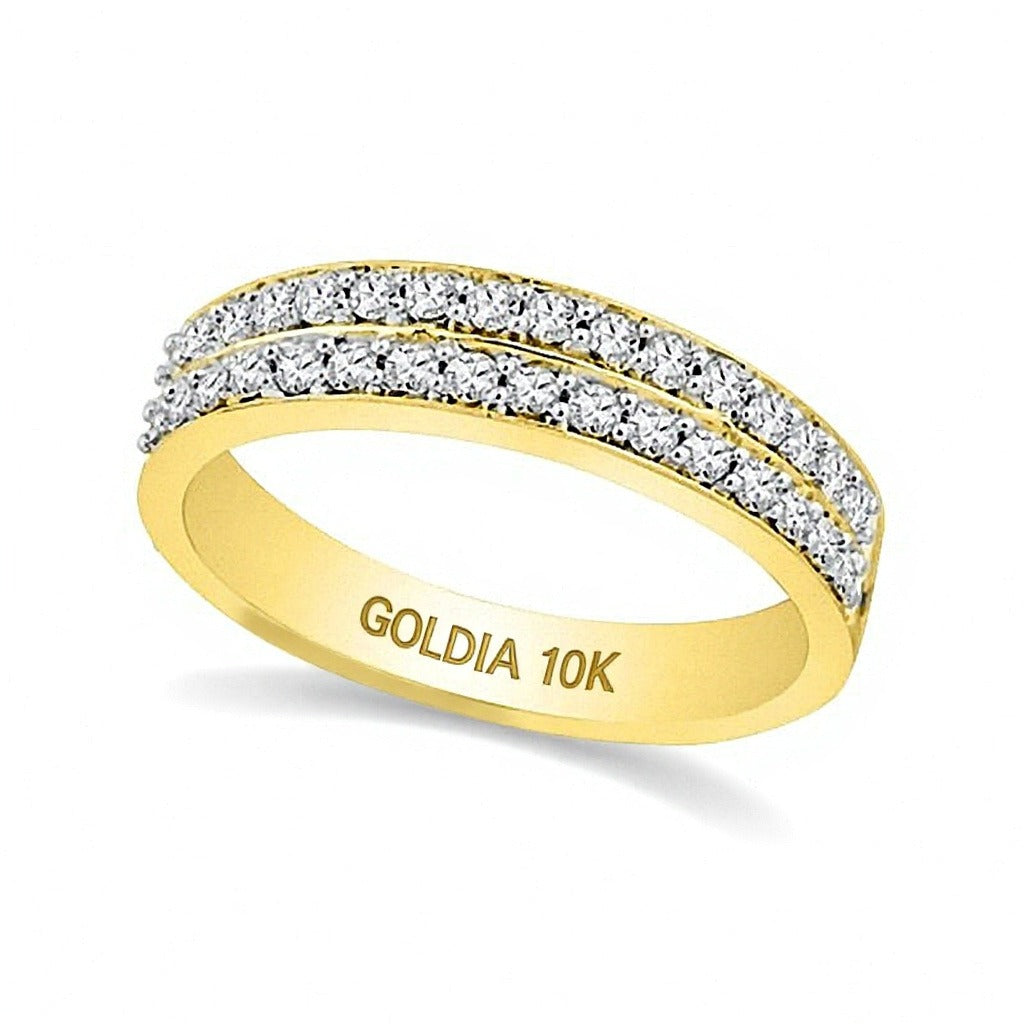 0.33 ct. Gesamtgewicht Diamant Ehering zweireihig in 10K Gelbgold