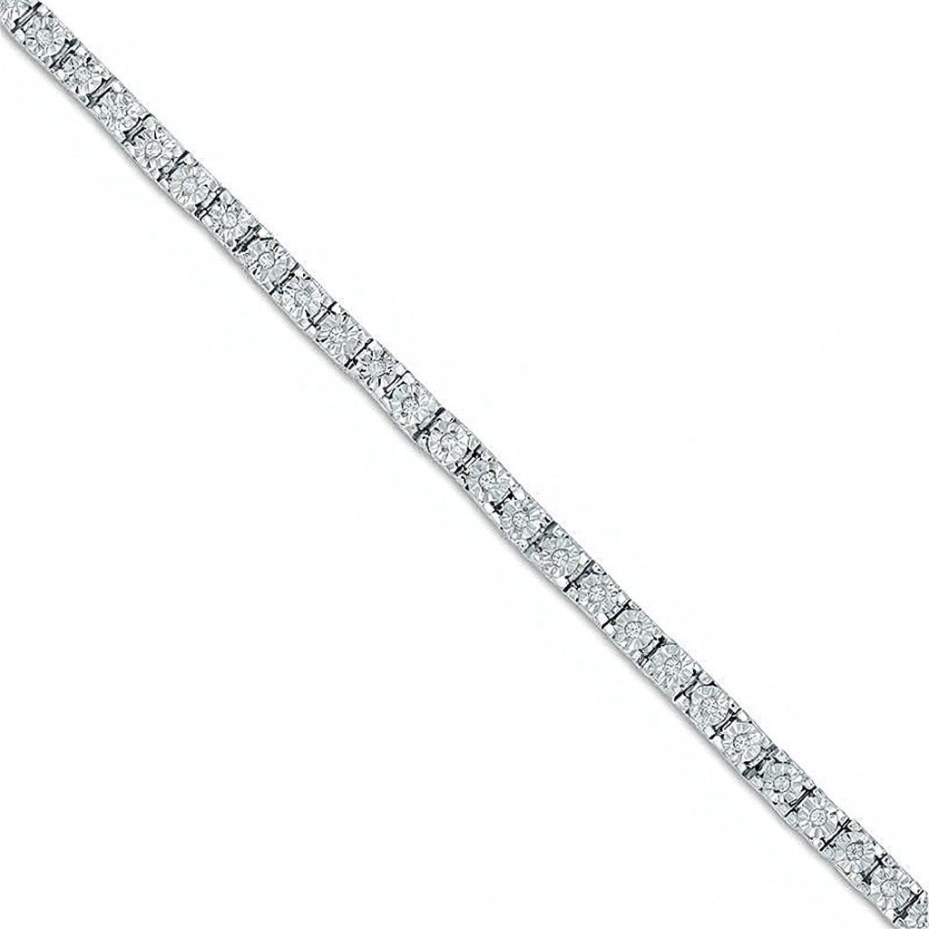 0,33 ct. Gesamtgewicht Diamant-Tennisarmband aus rhodiniertem Sterlingsilber – 7.5"