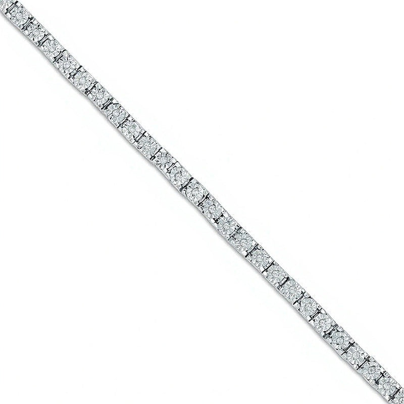 0,33 ct. Gesamtgewicht Diamant-Tennisarmband aus rhodiniertem Sterlingsilber – 7.5"