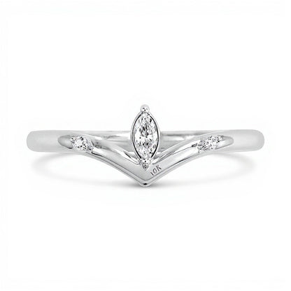 0,13 ct. Gesamtgewicht Fashion-Ring mit Diamanten im Marquise- und Rundschliff in 10K Weißgold