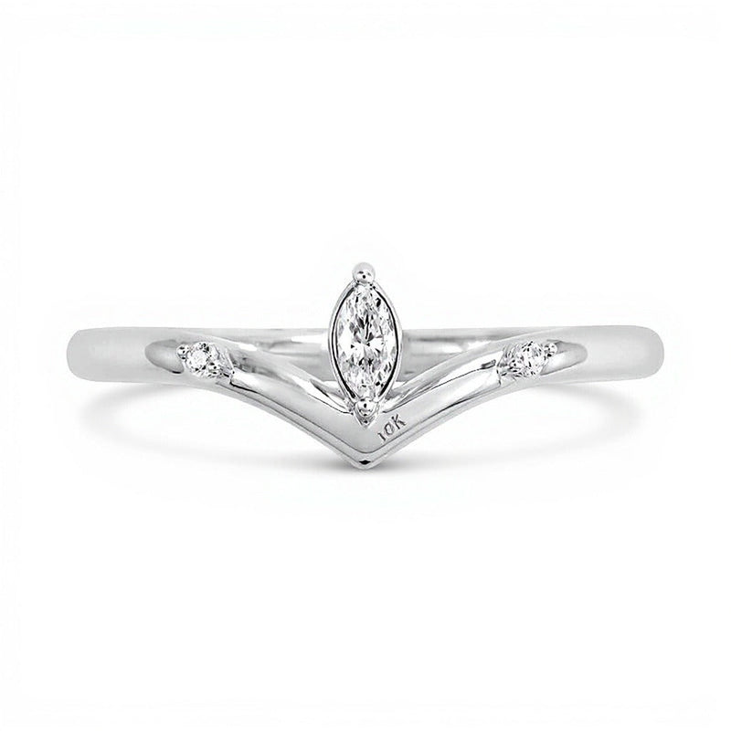 0,13 ct. Gesamtgewicht Fashion-Ring mit Diamanten im Marquise- und Rundschliff in 10K Weißgold