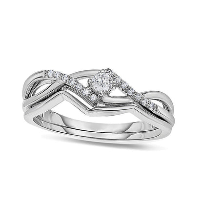 0.17 ct. Gesamtgewicht Diamant Twist Brautset in 10K Weißgold