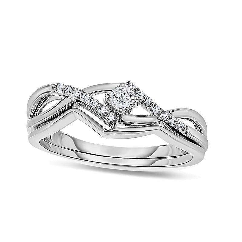 0.17 ct. Gesamtgewicht Diamant Twist Brautset in 10K Weißgold