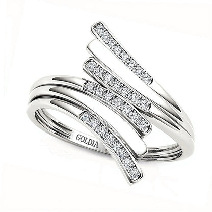 0.1 ct. Gesamtgewicht Diamant Bypass Ring in 10K Weißgold