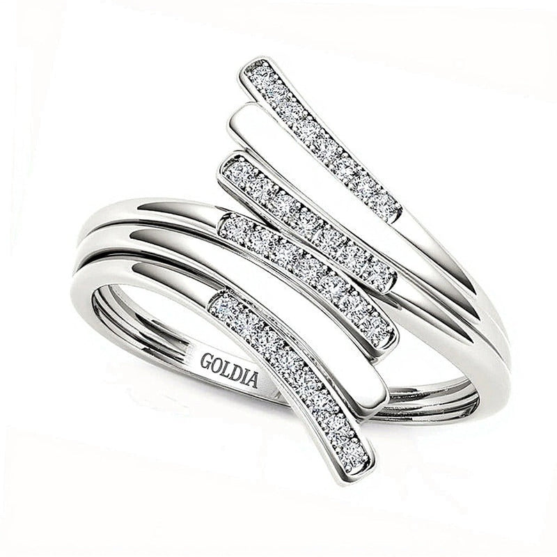 0.1 ct. Gesamtgewicht Diamant Bypass Ring in 10K Weißgold