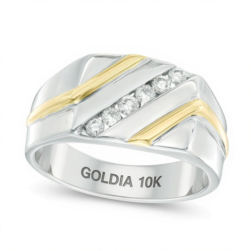 0.25 ct. Gesamtgewicht Diamant Memoire-Ring diagonal in 10K Two-Tone Gold