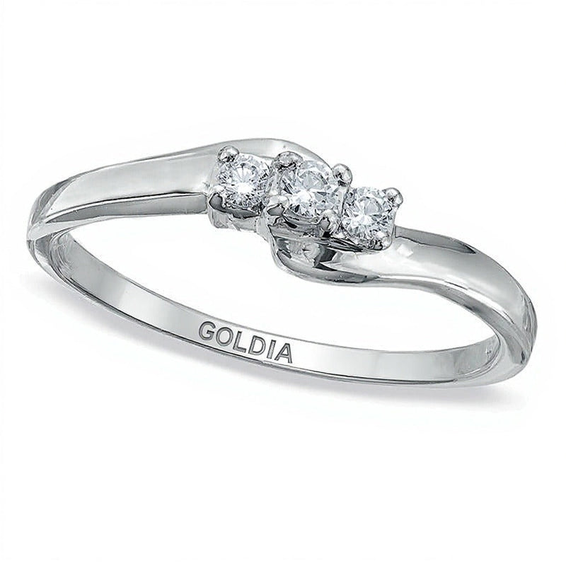 0,17 ct. Gesamtgewicht Diamant Dreistein Bypass Freundschaftsring aus rhodiniertem Sterlingsilber