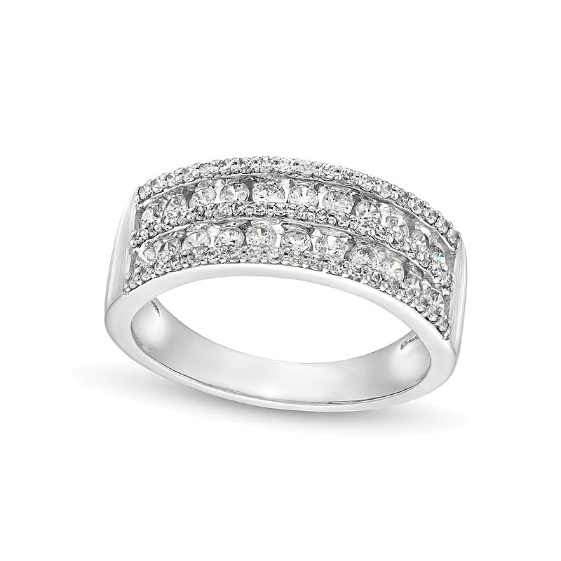 0.75 ct. Gesamtgewicht Diamant mehrreihiger Ring in 10K Weißgold