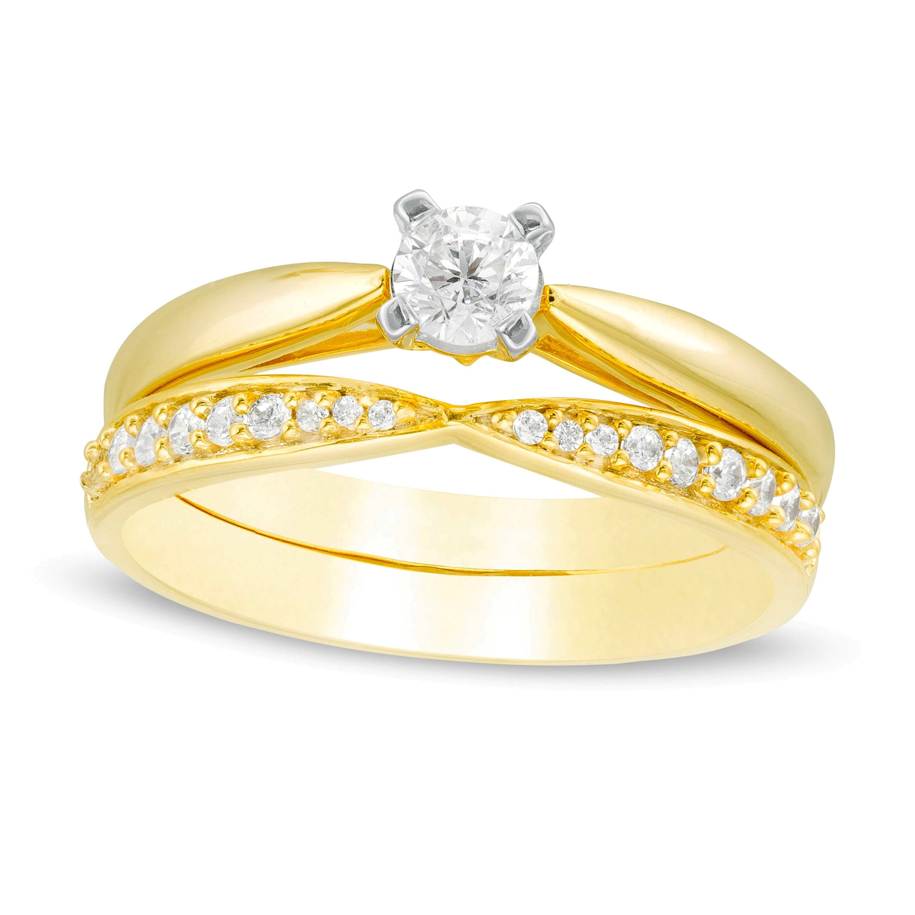 0,33 ct. Gesamtgewicht Diamant-Brautset in 10K Gelbgold
