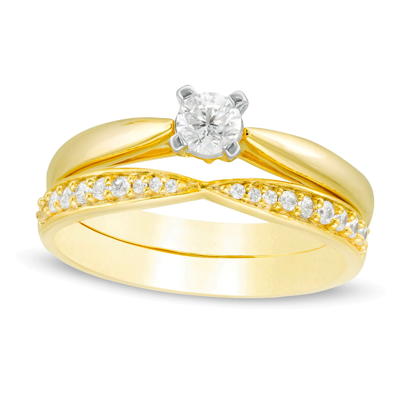 0,33 ct. Gesamtgewicht Diamant-Brautset in 10K Gelbgold
