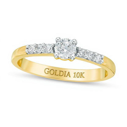 0.33 ct. Gesamtgewicht Diamant-Verlobungsring in 10K Gelbgold