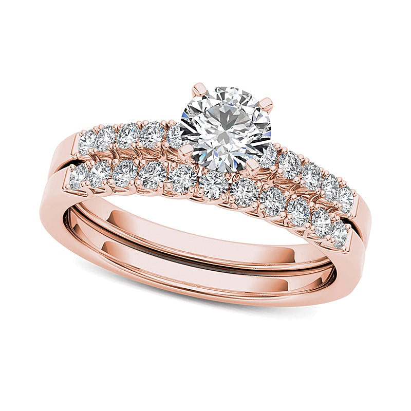 1.0 CT. Gesamtgewicht Diamant-Brautset in 14K Roségold