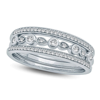0.25 ct. Gesamtgewicht Diamant Dreiteiliges stapelbares Ring-Set in 10K Weißgold