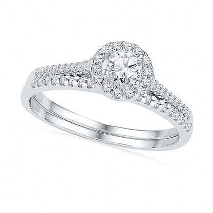 Brautset mit Diamanten 0.5 ct. Gesamtgewicht in 10K Weißgold