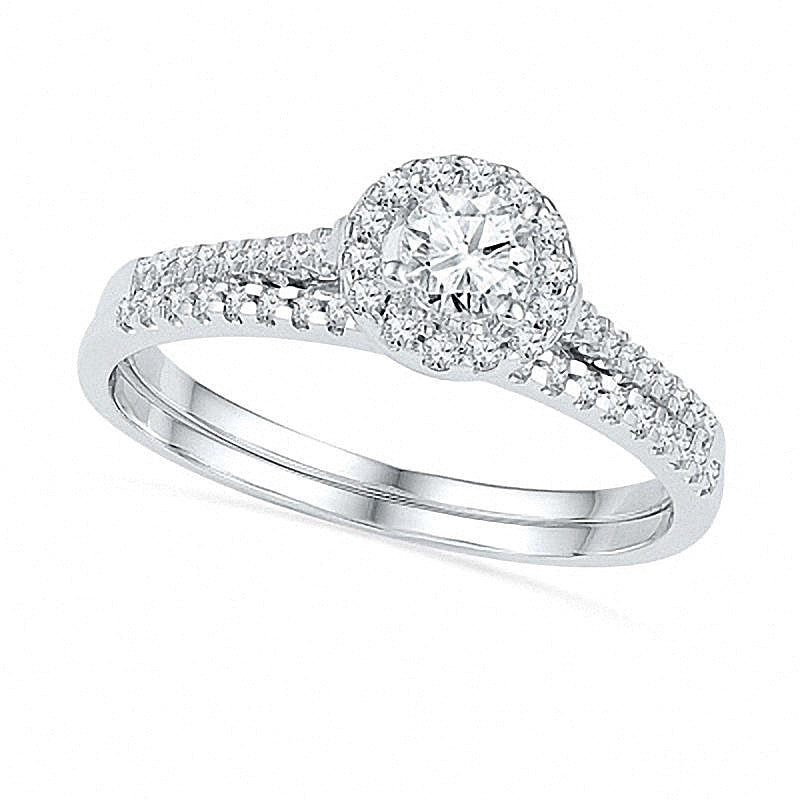 Brautset mit Diamanten 0.5 ct. Gesamtgewicht in 10K Weißgold