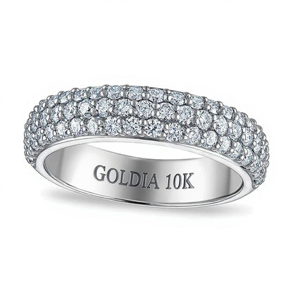 1.0 ct. Gesamtgewicht Memoire-Ring mit Labordiamanten dreireihig in 10K Weißgold (F/VS2)