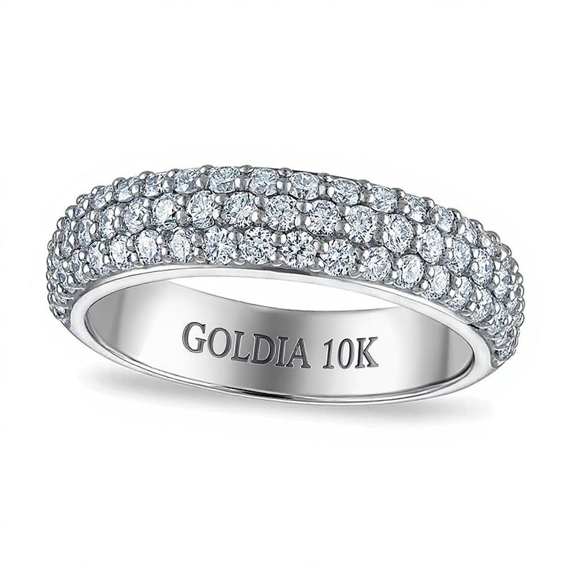 1.0 ct. Gesamtgewicht Memoire-Ring mit Labordiamanten dreireihig in 10K Weißgold (F/VS2)