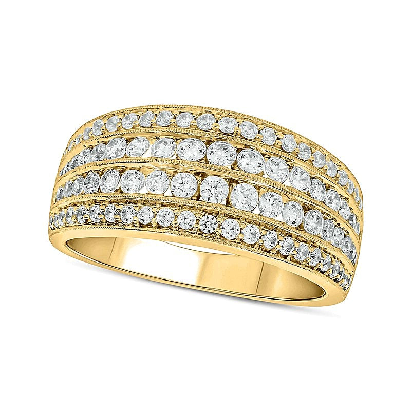 1.0 ct. Gesamtgewicht Diamant Ring mehrreihig im Vintage-Stil in 10K Gelbgold