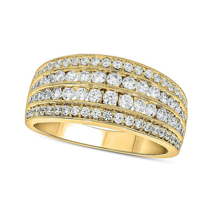1.0 ct. Gesamtgewicht Diamant Ring mehrreihig im Vintage-Stil in 10K Gelbgold
