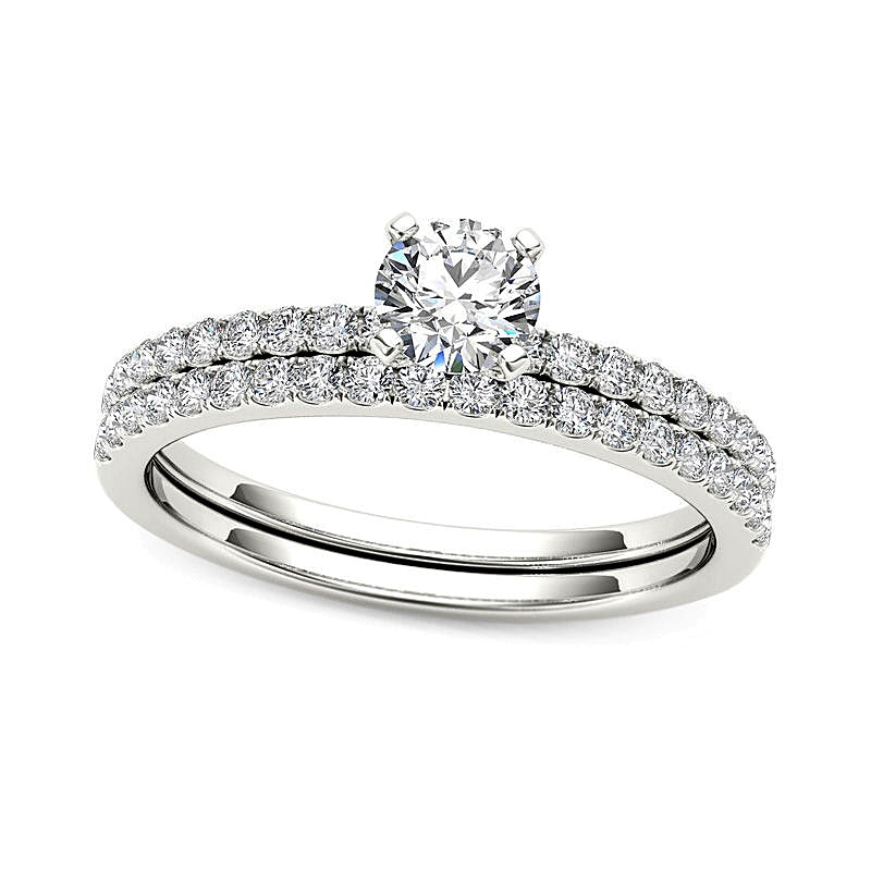 Brautset mit Diamanten 0,75 ct. Gesamtgewicht in 14K Weißgold