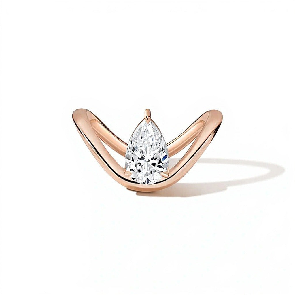1,5 CT. Solitär-Verlobungsring mit tropfenförmigem Labordiamant in 14K Roségold (F/VS2)