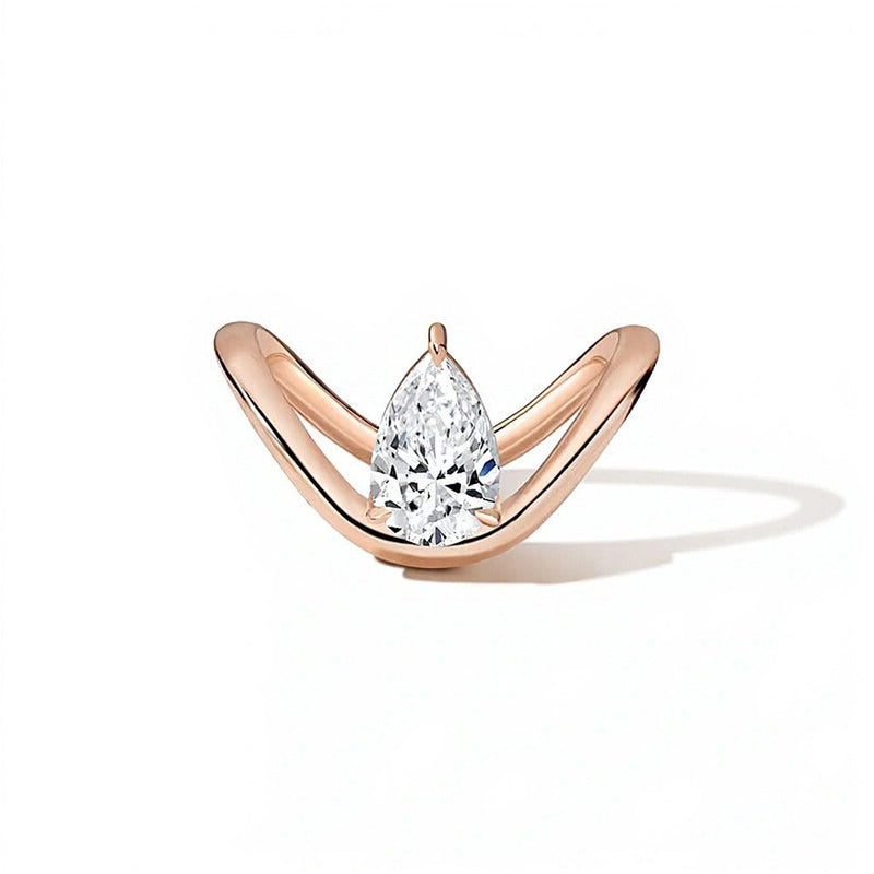 1,5 CT. Solitär-Verlobungsring mit tropfenförmigem Labordiamant in 14K Roségold (F/VS2)