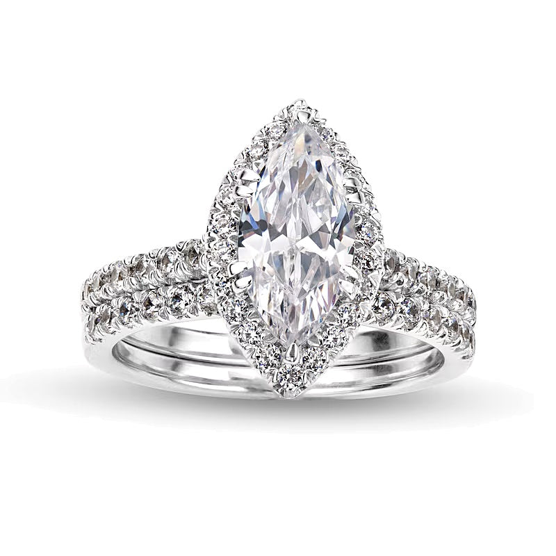 2.25 CT. TW Braut-Set mit Labordiamanten im Marquise-Schliff in 14K Weißgold (I/SI2)
