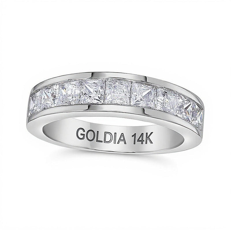 Ehering mit Diamanten im Princess-Schliff 1.5 ct. Gesamtgewicht in 14K Weißgold (H/VS2)
