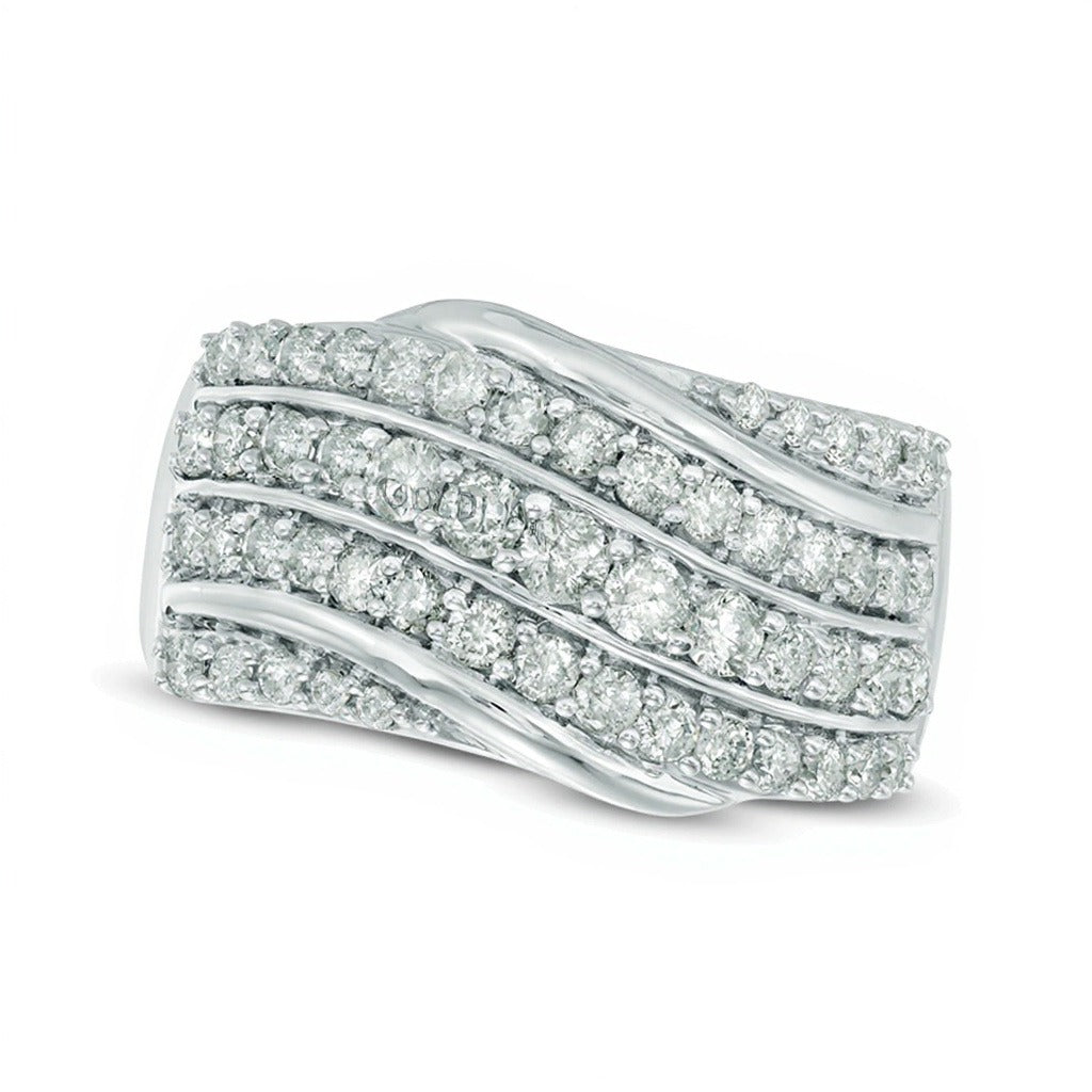 1.0 CT. Gesamtgewicht Diamant Memoire-Ring Slant in 10K Weißgold