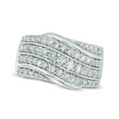 1.0 CT. Gesamtgewicht Diamant Memoire-Ring Slant in 10K Weißgold
